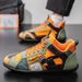 Men's Multi Color Patchwork Mid Top Sneakers Soft Leather Lightweight Non Slip Flat Casual Shoes For Street Style Outdoor Walking Daily Leisure Wear_vogvips.com