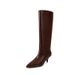 Women's High Heel Knee High Boots Pointed Toe Fashion Boots With Medium Heel For Winter Spring Fall Stylish Riding Boots In Black And Ankle Red_vogvips.com