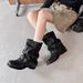 Western Jeans Tube Short For Women 2025 New Autumn Thick Heel Ruched Slouch British Style Martin Boots_vogvips.com
