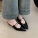 Parisian Summer~Women's French-style Pointed-toe Mules With Internal Height Increase And Metal Buckle For Outdoor Wear_vogvips.com