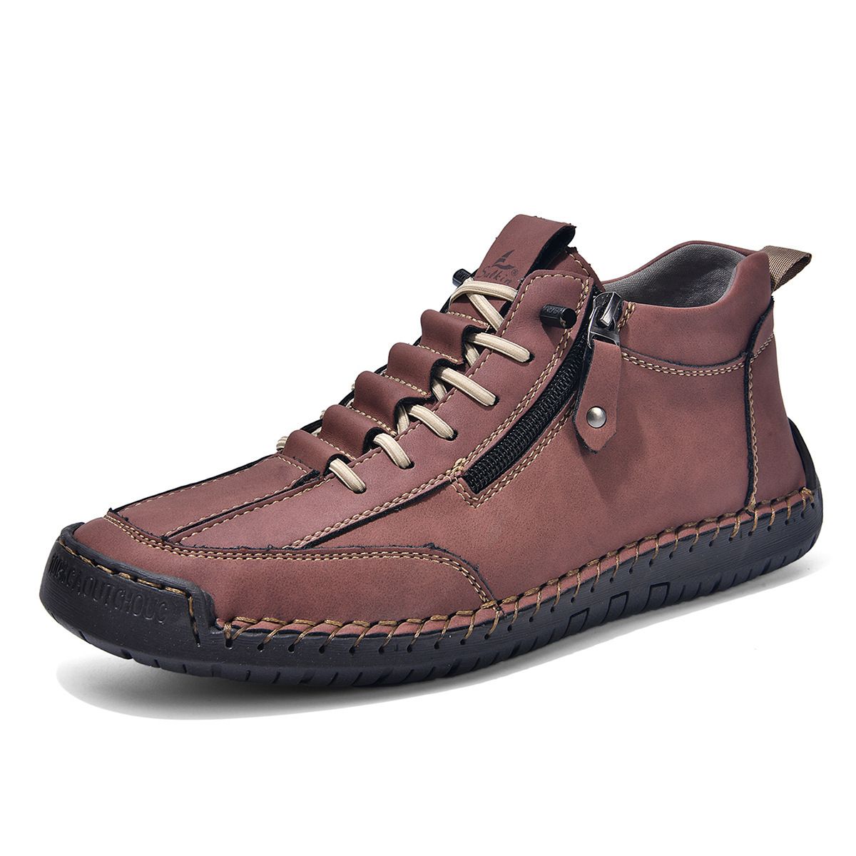 Burst Men's Martin Boots Medium Top Casual Shoes Short Boots Large Size Shoes Stitched Men_vogvips.com