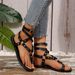 Rome Women 2026 Summer Hot Sale Women's Retro Ankle Buckle Rivet Flat Sandals British Style Plus Size Lady Shoes_vogvips.com