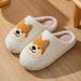 Cixi Cotton Women Indoor Cartoon Corgi Couple Warm Non-Slip Furry Slippers For Men_vogvips.com