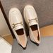 White Loafers For Women 2023 Spring British Style Soft Leather Work Shoes With Thick Heels And Large Size_vogvips.com
