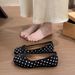 French-Style Flat Bowknot Gentle Evening Shoes For Women, 2026 Spring Satin Polka Dot French Ballet Flats_vogvips.com