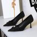 9557-3 European And American Style Elegant High-heeled With Bowknot, Twisted Design, Pearl Pointed Toe, Shallow Slip-on_vogvips.com