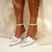 Women's Chunky Heel Pointed Toe Hollow Rhinestone Wristband Wedding Dress Shoes Bridesmaid Evening Footwear Size 35 To 40_vogvips.com