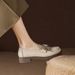 British-style Women's Loafers 2026 New Model, Thick-soled Round-toe Leather With Bow And Metal Buckle, Versatile Single_vogvips.com