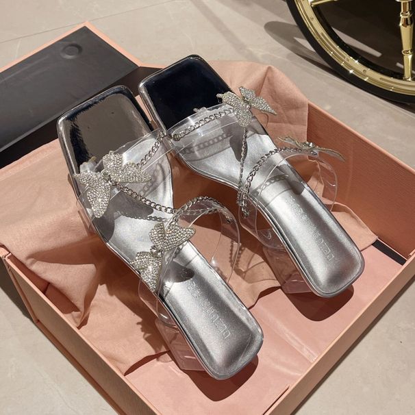 2024 New Sandals For Women's Summer Outwear, Exquisite Fairy Style Silver Butterfly Line With Middle Transparent Heel_vogvips.com
