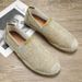 Men's Casual Linen Slip-on Breathable Canvas Men's Fisherman Shoes, Trendy Summer Old Beijing Cloth Shoes_vogvips.com