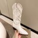 Women's Shoes Long Boots Mid Calf Knight Boots High Calf Plus Fat Beige Pointed Toe Autumn And Winter New High End V Neck Women_vogvips.com