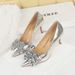 3391-AH76 European And American Style Party High Heels Stiletto Pointed Toe Burst Pattern Shallow Mouth Sequin Bow_vogvips.com