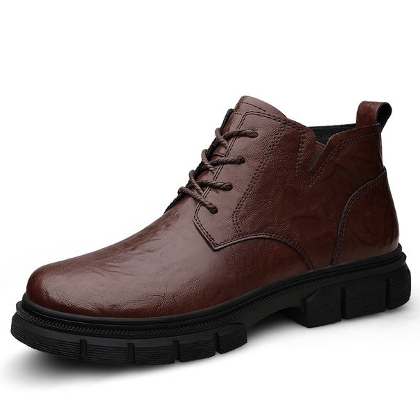 Thick-soled High-top Retro Martin Boots Burst Waterproof Short Boots Outdoor Tooling Boots Leather Boots Men's Shoes_vogvips.com