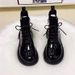 2025 New Patent Leather Fashion Flat Short Autumn Winter Fleece Cotton Glossy Mango Toe Martin Boots Women_vogvips.com