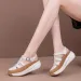 Womens White Beige Platform Gladiator Ankle Buckle Strap Closed Toe Wedge Sandals For Comfort Summer Casual Wear_vogvips.com