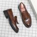 Men's New Blok Business Casual Leather Shoes, Comfortable And Breathable With Tassels, One On Set, Foot Loafers, Men's_vogvips.com