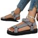 Plus-size Velcro One-line Buckle Women's Sandals New Muffin Bottom Open-toe Cloth Bow Shoes_vogvips.com