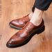 Suitable For All Seasons Business Formal British Style Trendy Brogue Men's Casual Pointed Leather Shoes_vogvips.com