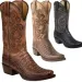 Men Vintage Embroidery Western Cowboy Croc Print Pointed Toe Mid Calf Retro Leather Riding Boots_vogvips.com
