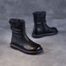 Belt Buckle Versatile Mid-Calf For Women 2024 Autumn Winter New Martin Korean Fashion Genuine Leather Wrinkled Short_vogvips.com
