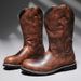 Amekaji High Tube Work Men's Style Western Cowboy Trendy Motorcycle Riding Boots 6091_vogvips.com