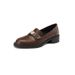Lancui Slip On Camellia Leather Spring Autumn New Mid Heel Single Shoes British Style Chunky Loafers For Women_vogvips.com