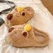Cute Capybara Cotton For Women Winter Indoor Home Plush Warm Closed-Toe Non-Slip Thick Sole Outdoor Slippers_vogvips.com