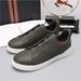 European Collection 2026 New Classic Elastic Band White Leather Slip-On Loafers Flat Men's Sneakers_vogvips.com
