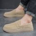 Step On Men's Summer 2025 New Black Frosted Leather Men Lazy Driving Casual Bean Shoes Soft Sole_vogvips.com