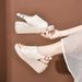 Wedge Heel Sandals For Women 2024 Summer New Style Fish Mouth Back Hollow Thick Bottom Sandals European And American Style Platform Heel Cowhide_vogvips.com