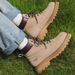 Men's Classic Leather Platform Martin Boots With Anti-Slip Sole, Retro Lace-Up Design For Outdoor & Casual Wear (Sand, Camel, Coffee)_vogvips.com