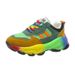 Large Shoe With Rainbow Sole And Fashionable Lace Up Fly Weave Breathable Casual Sports Single Shoes For Women_vogvips.com