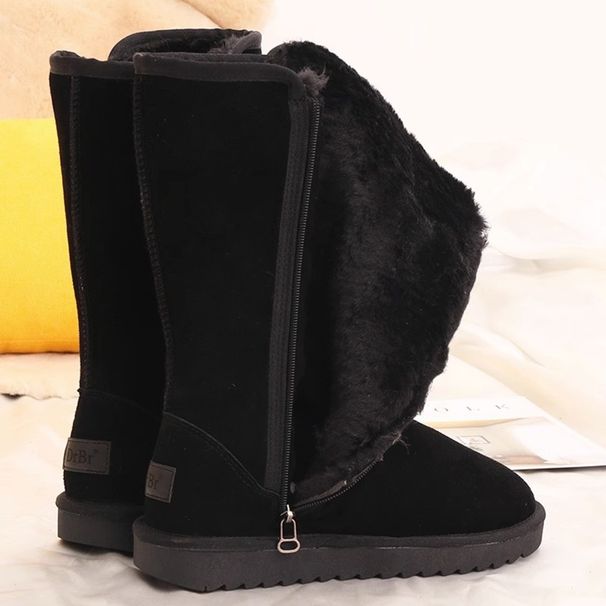 Winter Women's High-Calf Snow Boots With Side Zipper, Fleece Lined & Thickened, Fashion Korean Style, Waterproof Warm Snow Shoes_vogvips.com