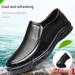 Euro Step Spring Leather Business Casual Versatile Middle-aged And Elderly Men's Soft Surface Hole Shoes Breathable Wear-resistant_vogvips.com