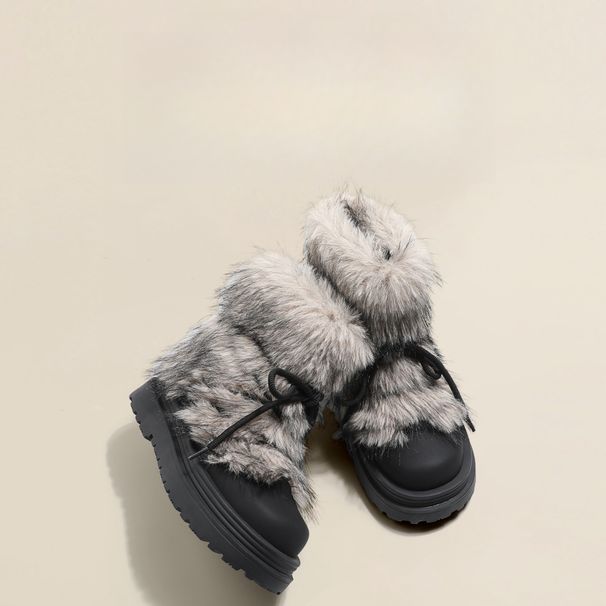 Warm ~ Fluffy Non-Slip Snow For Women 2025 Autumn Winter Thickened Plush Thick Sole Cotton Shoes Big Toe Short Boots_vogvips.com