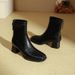 Women's Winter Boots Medium Boots 2025 New High Heel Short Boots Women's Brown Martin Boots Square Head Skinny Boots Thick Heel_vogvips.com