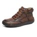 Large Size Men's Outdoor Casual Shoes Slip-On Flat Stitched Leather Shoes High-Top Large Size Shoes Martin Boots 1319_vogvips.com