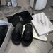 SMFK Same Style Black Balloon Furry Slippers For Women Height Increasing Thick Sole Cross Flower Wearable_vogvips.com