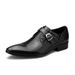Euro Step New Semi-Hollow Summer Fashion Buckle Breathable Men's Pointed Toe Trendy Leather Shoes_vogvips.com