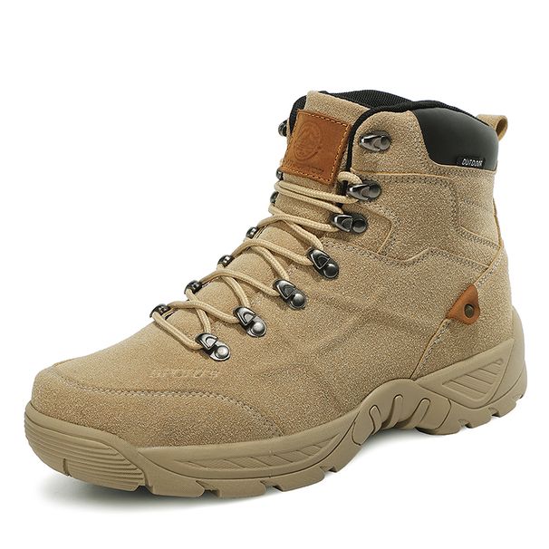 Outdoor High-top Boots Men Anti-slip Flat Comfortable Ankle Boots Men Breathable Wear-resistant Casual Lace-up Hiking Shoes Men_vogvips.com