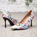 Women's Shoes Print Vacation Fashion Sexy Heels Wedding Party Pointed Stilettos_vogvips.com