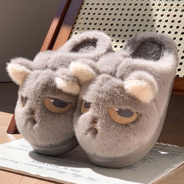 Funny Puppy Cotton Men Women Couples Non-Slip Home Indoor Warm Cute Thickened Plush Slippers For Autumn And Winter_vogvips.com