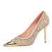 3739-37 European And American Style Thin Heel Rhinestone High Heels Metal Pointed Toe Women's Shoes Shallow Mouth_vogvips.com
