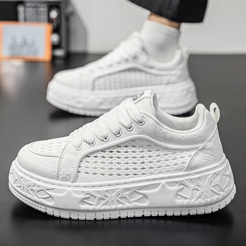 Green Tall Thick Soled Men's Sneakers Fashion Personality Simple And Versatile Youth Casual Shoes Comfortable Durable Sports_vogvips.com