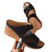 Thick Sole Round Toe One-piece Outwearnew Arrivalsummer Wedge Large Size Women's Fashion Sandals_vogvips.com