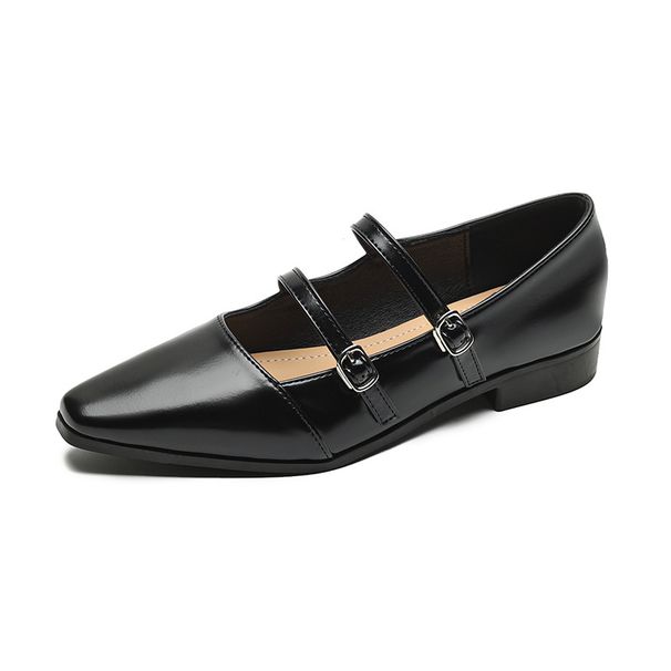 Pointed Mary Jane Shoes Women's Summer French One-word With Light Mouth Thick Heel Single Shoes Large Size Women's Shoes_vogvips.com