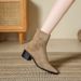 Trendy Short For Women 2025 Autumn New Style Single Thick Heel Back Zipper French Suede Ankle Martin Boots_vogvips.com