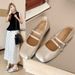 French With Skirt Mary Jane Single Shoes Women's Spring And Summer Flat Beanie Shoes Silver Small Leather Shoes_vogvips.com