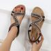 Large Size Women's Shoes Outside Flower Pattern Rhinestone Sandals Flat Large Size Sandals Women_vogvips.com