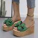 Women's Summer Bow Wedge Sandals Platform Outerwear European American Style plus Size 34-43 New 2021_vogvips.com
